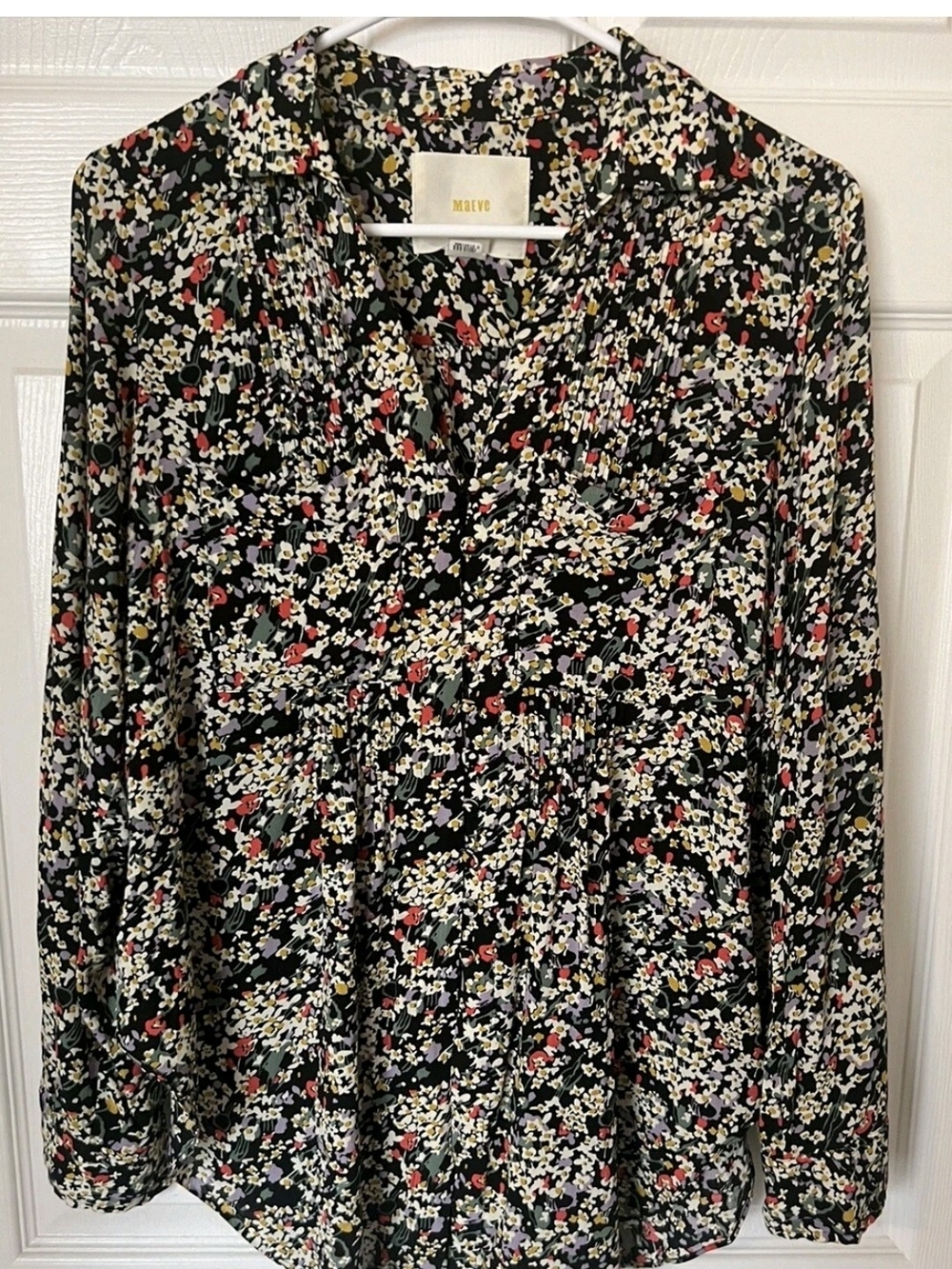 Maeve By ANTHROPOLOGY Matilda Pintuck Blouse Sz Small